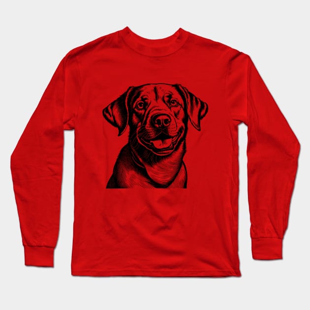 Vintage Labrador Retriever Monochromatic Illustration Old School Long Sleeve T-Shirt by Tintedturtles